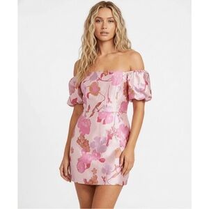 Lulu's Pink Floral Off-Shoulder Mini Dress